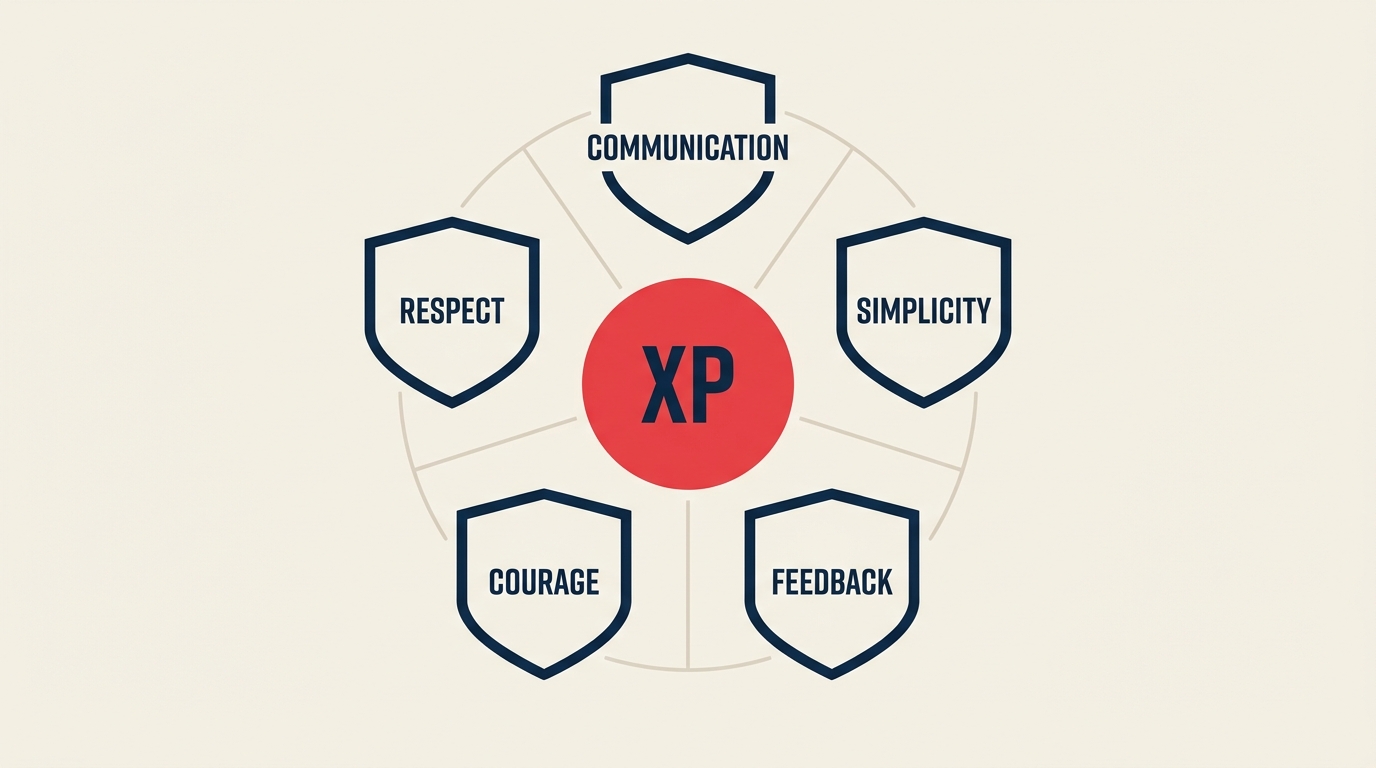 What Is Extreme Programming? visual showing code blocks tightened through feedback loop