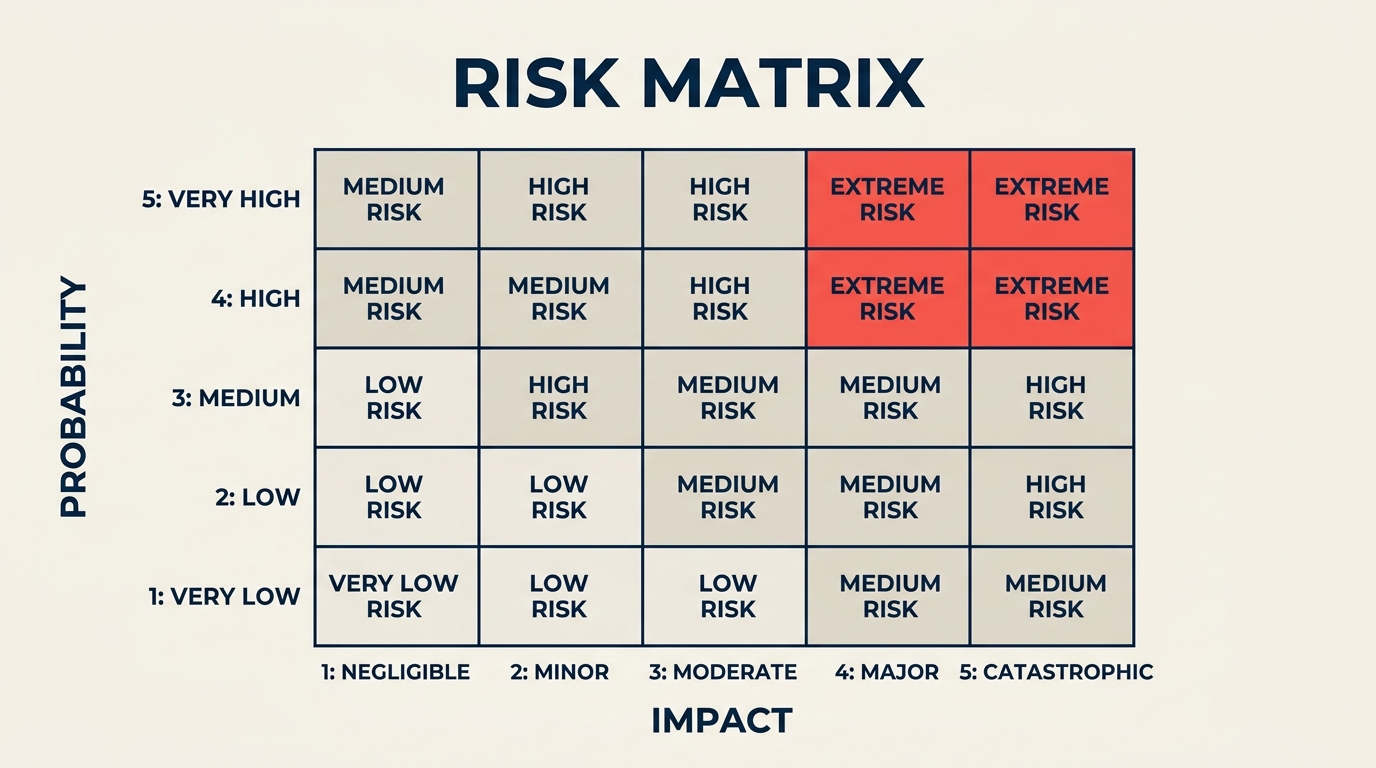 Grid risk matrix yang menilai probabilitas terhadap dampak