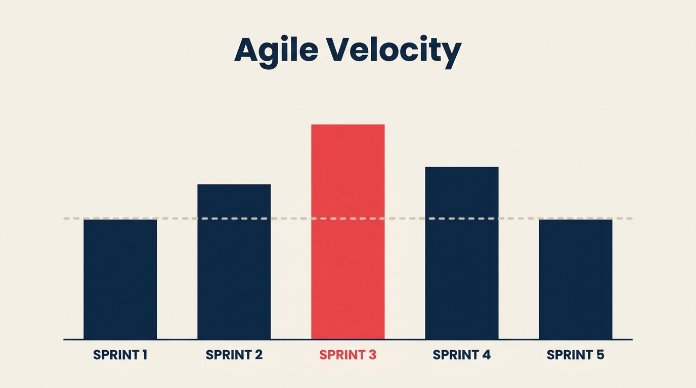 Agile Velocity dargestellt als Balkendiagramm abgeschlossener Story Points pro Sprint