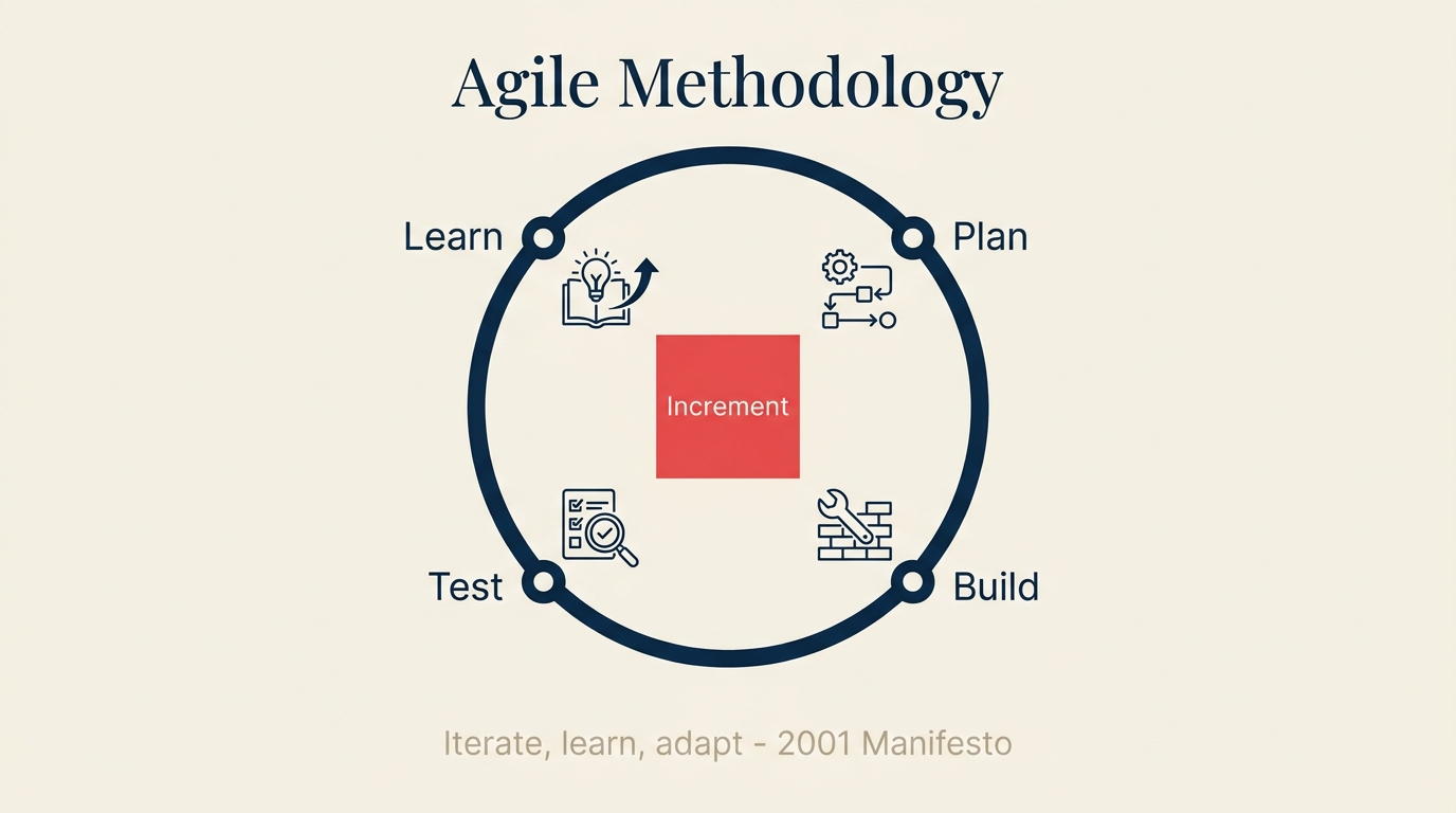 Ciclo de la metodología Agile que muestra sprints iterativos con retroalimentación continua del cliente