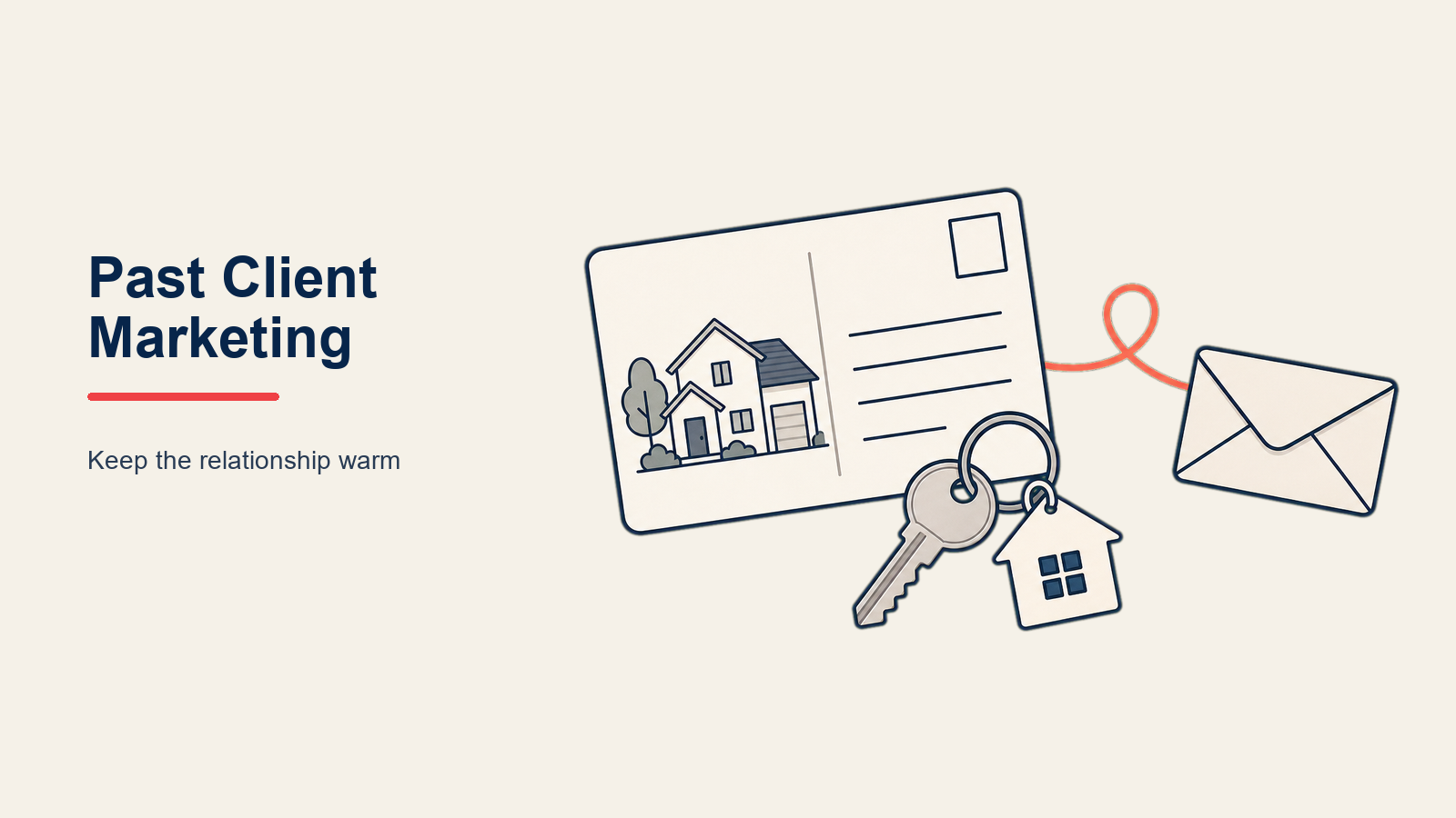 Past Client Marketing for Real Estate illustrated as client relationship flywheel powered by useful touches and referrals