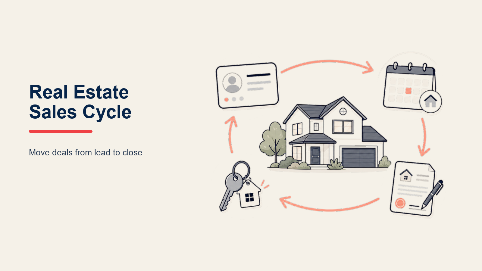 Real Estate Sales Cycle illustrated as real-estate cycle wheel for a real estate operating system