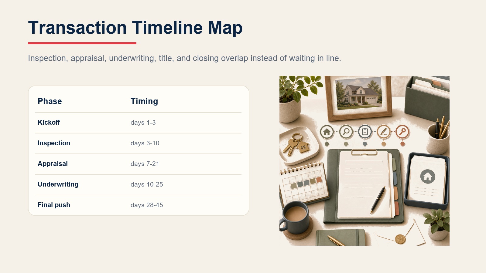 Real estate transaction timeline coordination map