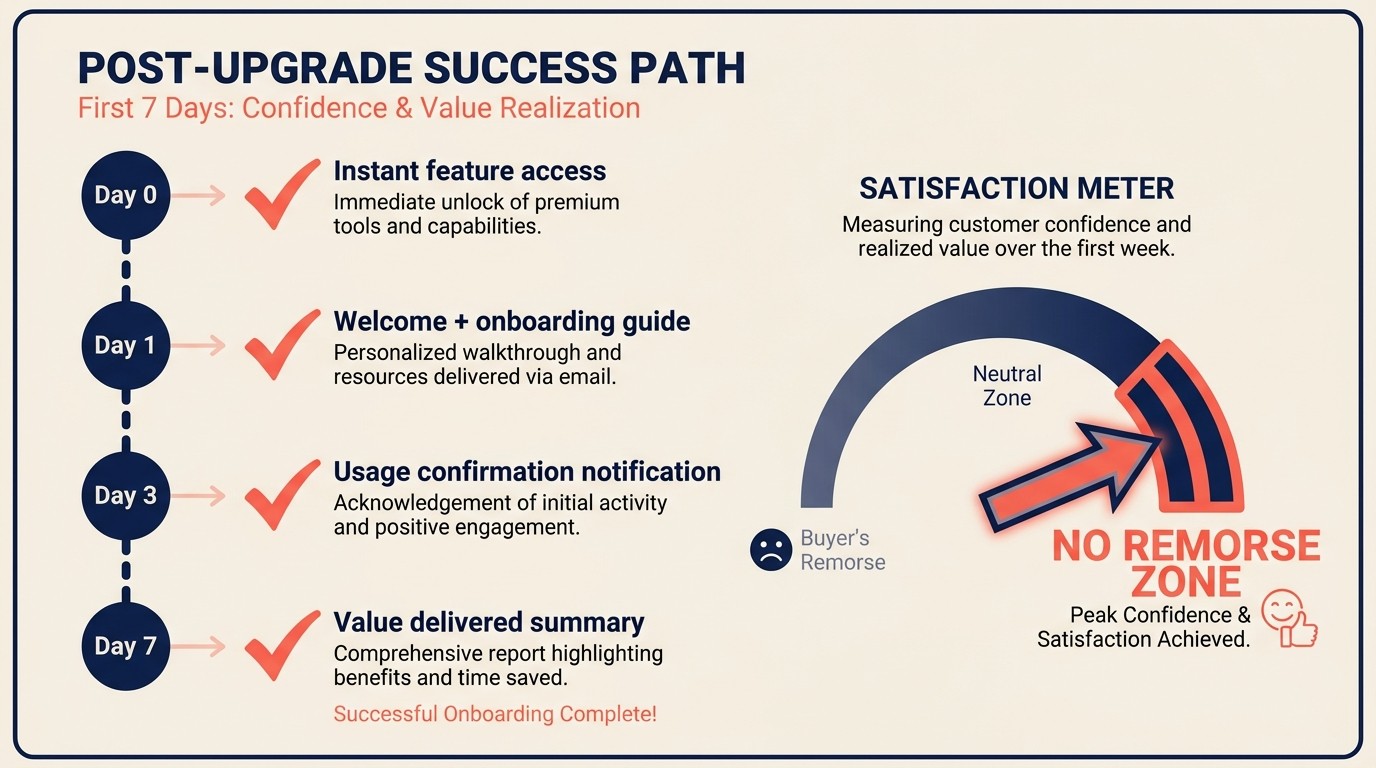 Pengalaman pasca-upgrade memberikan nilai instan dan mencegah penyesalan pembeli