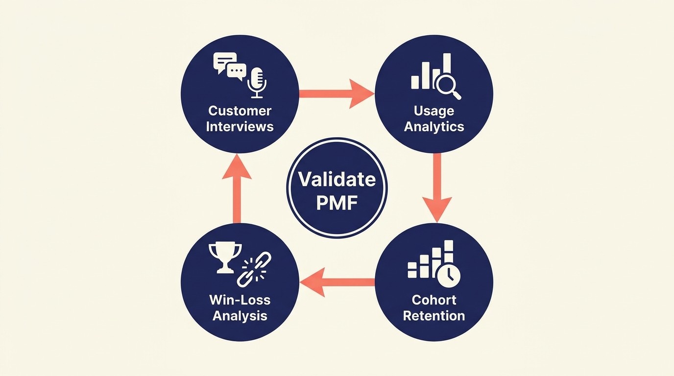 Metodología sistemática de validación del PMF mediante entrevistas, analytics y cohortes