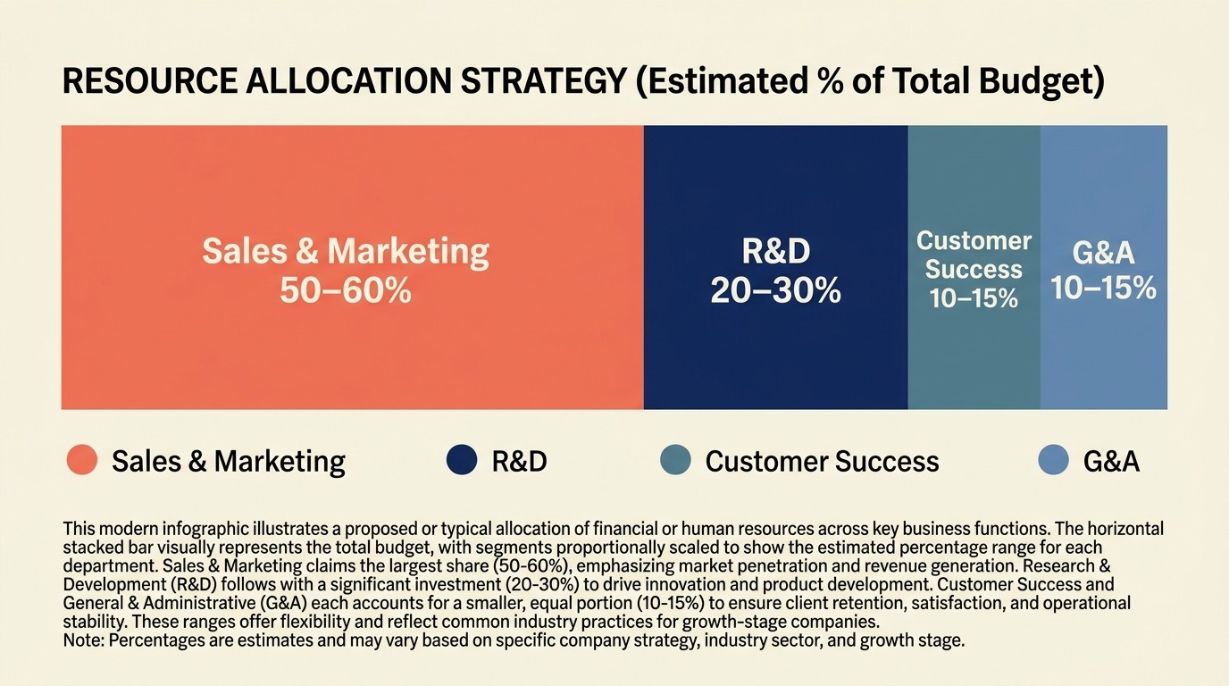 Asignación de la estructura de costos SaaS entre ventas y marketing, R&D, customer success y G&A
