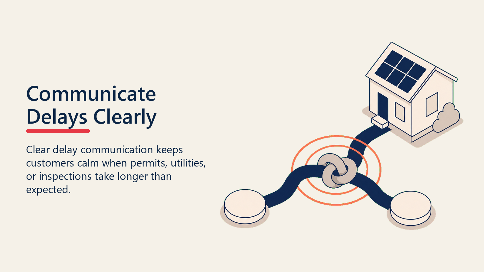 Solar permitting delay communicated with a calm update pulse