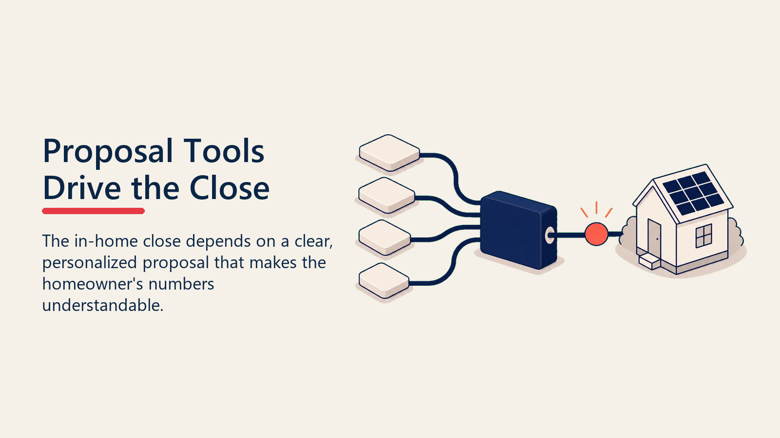 Solar proposal tool assembling blank inputs into a clear home output