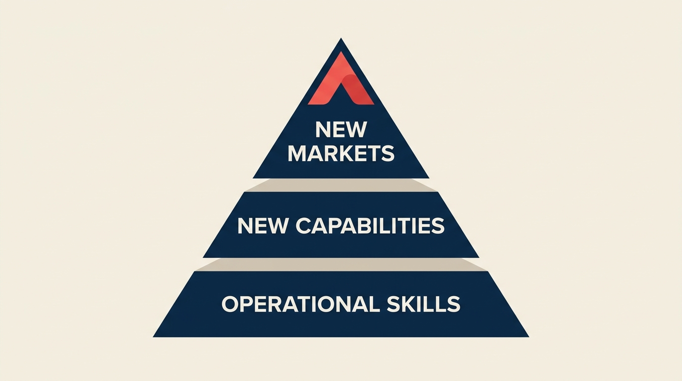 McKinsey Growth Pyramid con los tres niveles de opciones de crecimiento