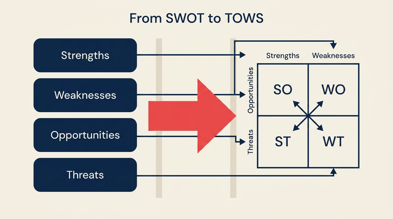 Como uma análise SWOT alimenta a Matriz TOWS
