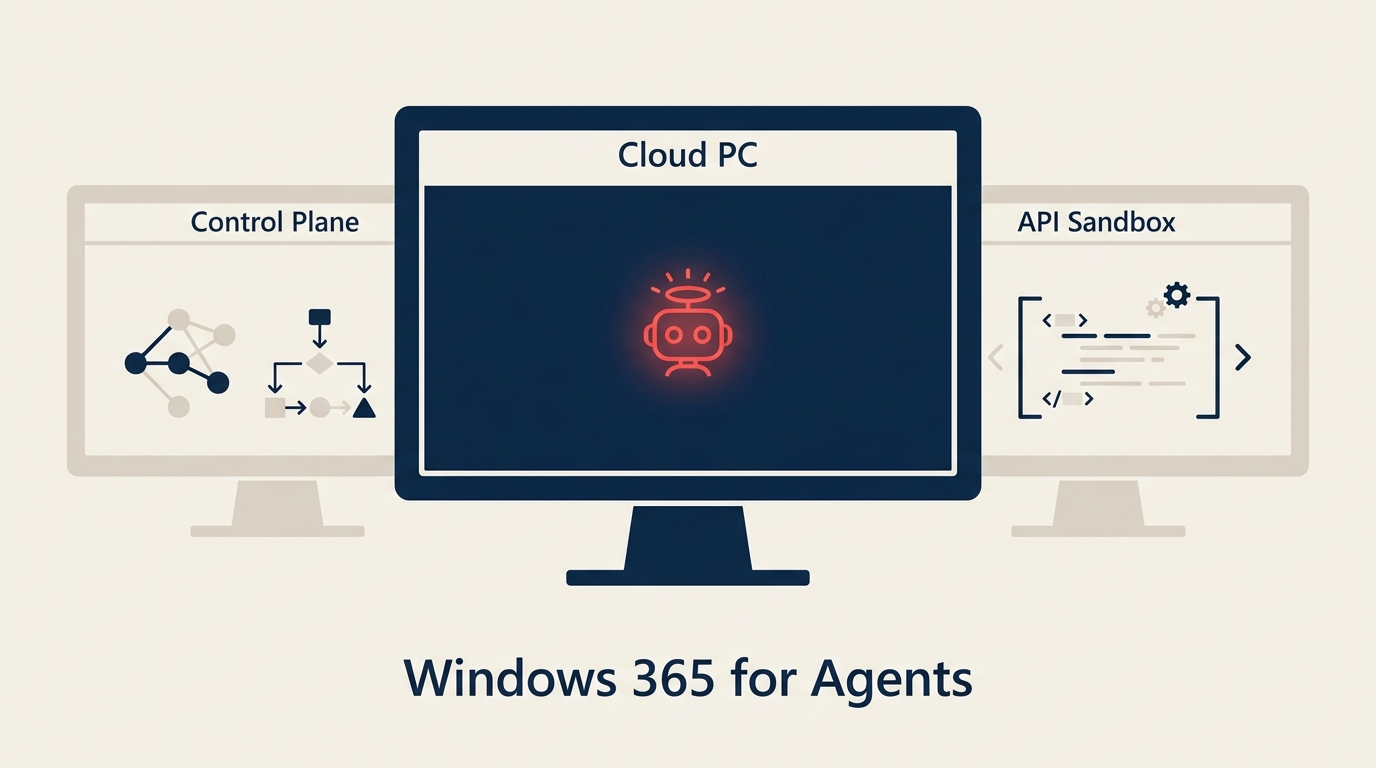 Runtime Cloud PC Windows 365 for Agents bersama control plane dan API sandbox