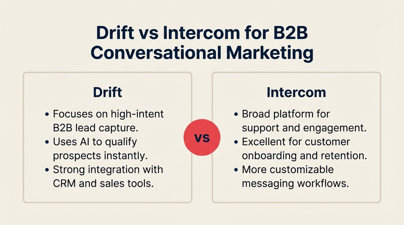 Drift vs Intercom para marketing conversacional B2B: Una comparación honesta 2026