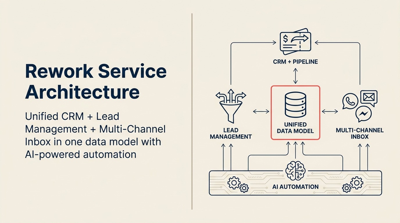 Rework CRM architecture, unified CRM, Lead Management, and multi-channel inbox built on one data model
