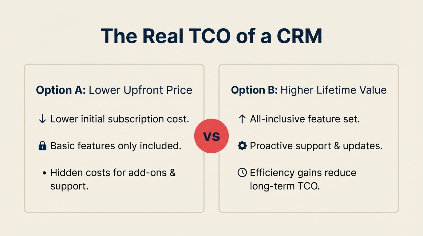 O TCO Real de um CRM: 5 Categorias de Custos Ocultos Que Estouram Orçamentos